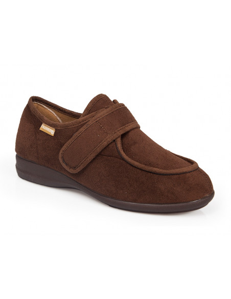 Zapatilla para estar en casa hombre marron con velcro