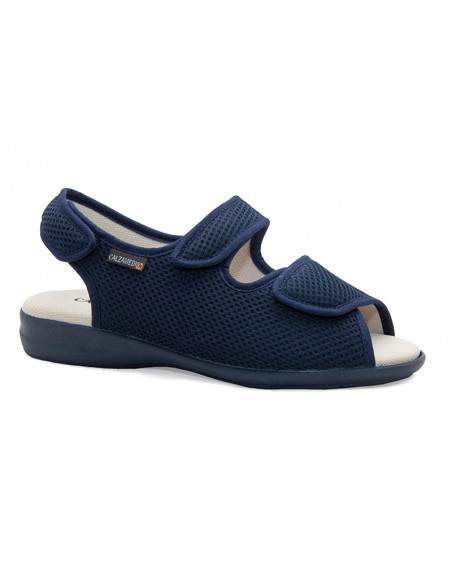 Zapatilla de verano con tres velcros azul