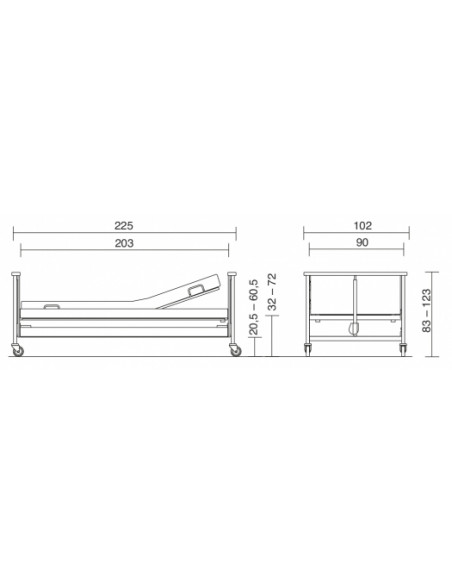 Medidas Cama articulada con carro elevador DALI ECON