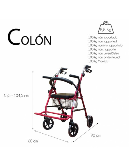 Andador 4 ruedas con freno manetas COLON 5