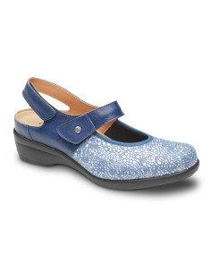 Zapato de mujer elastico especial dedos en garra y Juanetes de Calzamedi azul